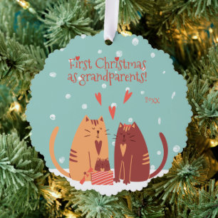 Eerste Kerstmis als grootouders! Cute Cats Ornament Kaart