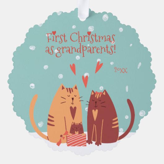 Eerste Kerstmis als grootouders! Cute Cats Ornament Kaart (Achterkant)