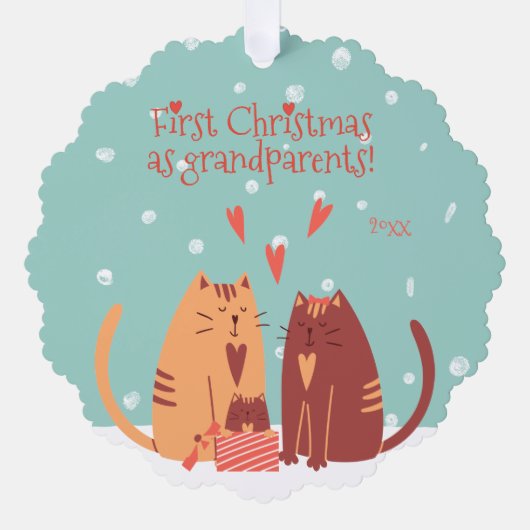 Eerste Kerstmis als grootouders! Cute Cats Ornament Kaart (Voorkant)