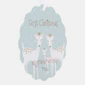 Eerste Kerstmis als grootouders - Cute Deer Blue Ornament Kaart (Rechts)