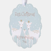 Eerste Kerstmis als grootouders - Cute Deer Blue Ornament Kaart (Links)