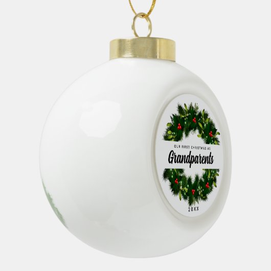 Eerste Kerstmis als grootouders Elegant Keepomwill Keramische Bal Ornament (Links)