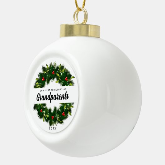 Eerste Kerstmis als grootouders Elegant Keepomwill Keramische Bal Ornament (Rechts)