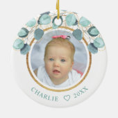 Eerste Kerstmis als grootouders Eucalyptus Foto Keramisch Ornament (Achterkant)