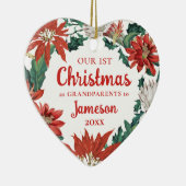 Eerste Kerstmis als grootouders Floral Wreator Keramisch Ornament (Rechts)