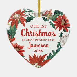 Eerste Kerstmis als grootouders Floral Wreator Keramisch Ornament