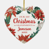 Eerste Kerstmis als grootouders Floral Wreator Keramisch Ornament (Achterkant)