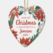 Eerste Kerstmis als grootouders Floral Wreator Keramisch Ornament (Links)