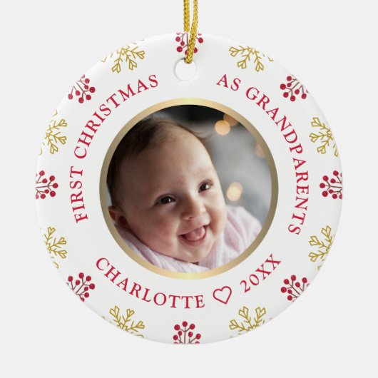Eerste Kerstmis als grootouders Foto feestelijk Keramisch Ornament (Voorkant)