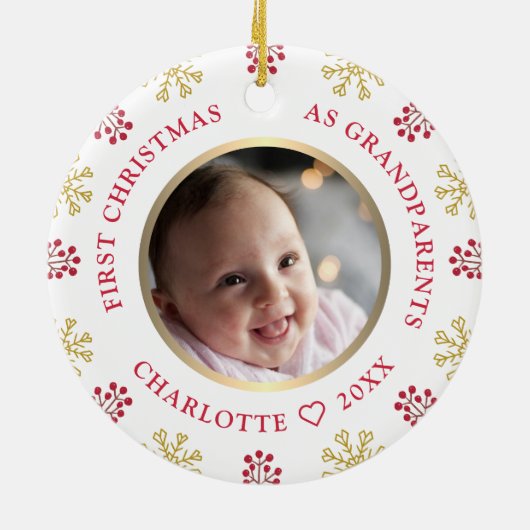 Eerste Kerstmis als grootouders Foto feestelijk Keramisch Ornament (Achterkant)