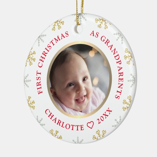Eerste Kerstmis als grootouders Foto Holiday Keramisch Ornament (Links)