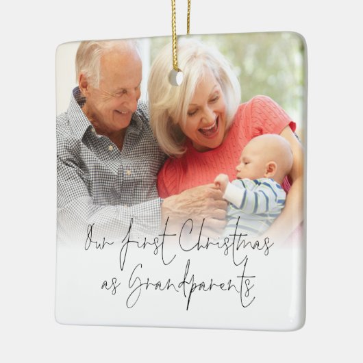 Eerste Kerstmis als grootouders Fotonaam Datum Keramisch Ornament (Links)