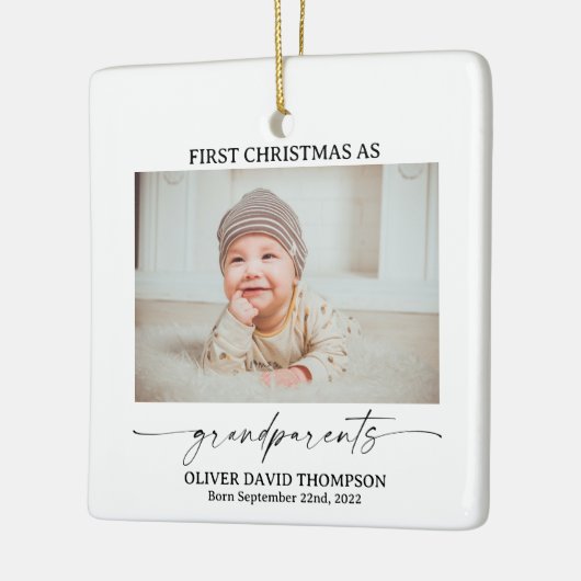 Eerste Kerstmis als grootouders Fotoversiering Keramisch Ornament (Links)