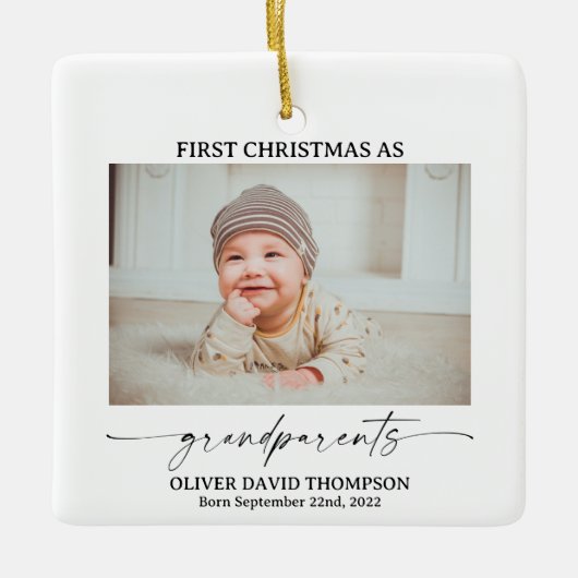 Eerste Kerstmis als grootouders Fotoversiering Keramisch Ornament (Voorkant)