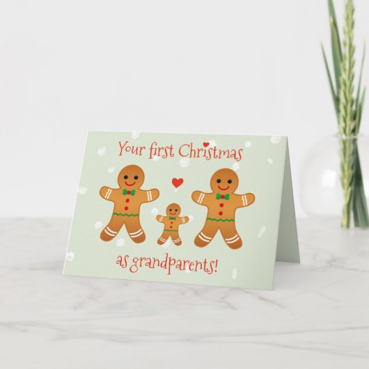 Eerste Kerstmis als grootouders - Gingerbrood Mann Feestdagen Kaart (Voorkant)