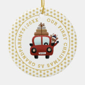 Eerste Kerstmis als grootouders gouden glitter fot Keramisch Ornament (Voorkant)