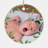 Eerste Kerstmis als grootouders Holly | Foto Baby Keramisch Ornament (Achterkant)