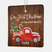 Eerste Kerstmis als grootouders houtwagen Keramisch Ornament (Links)