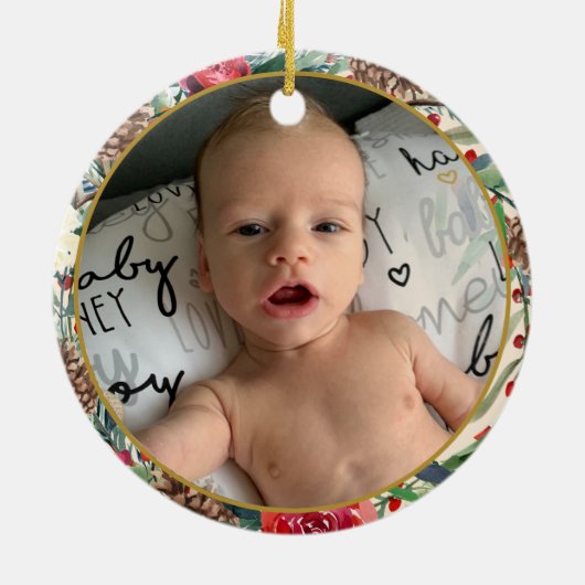 Eerste Kerstmis als Grootouders Ivory Foto Keramisch Ornament (Achterkant)