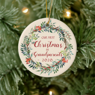 Eerste Kerstmis als Grootouders Ivory Foto Keramisch Ornament