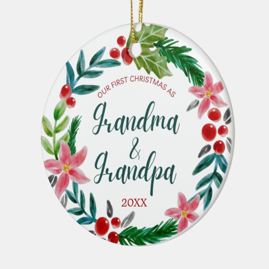 Eerste Kerstmis als grootouders Keramisch Ornament (Links)