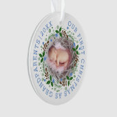 Eerste Kerstmis als grootouders met blauwe foto Ornament (voorkant)