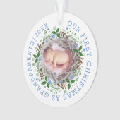 Eerste Kerstmis als grootouders met blauwe foto Ornament (voorkant)