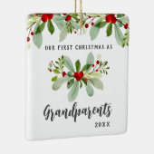 Eerste Kerstmis als grootouders Mistletoe Foto Keramisch Ornament (Rechts)