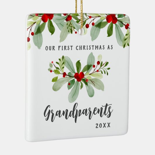 Eerste Kerstmis als grootouders Mistletoe Foto Keramisch Ornament (Rechts)
