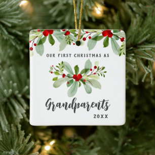 Eerste Kerstmis als grootouders Mistletoe Foto Keramisch Ornament