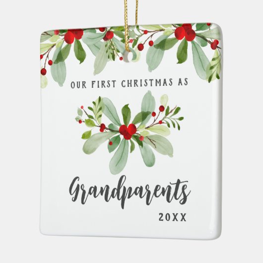 Eerste Kerstmis als grootouders Mistletoe Foto Keramisch Ornament (Links)