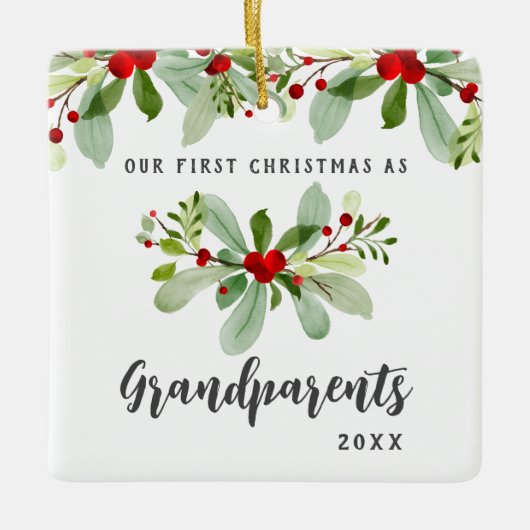Eerste Kerstmis als grootouders Mistletoe Foto Keramisch Ornament (Voorkant)