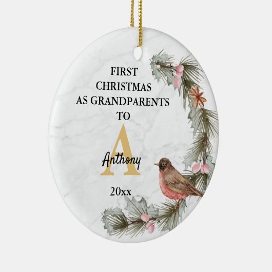 Eerste Kerstmis als grootouders op naam van de dou Keramisch Ornament (Rechts)