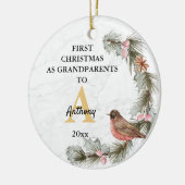 Eerste Kerstmis als grootouders op naam van de dou Keramisch Ornament (Links)