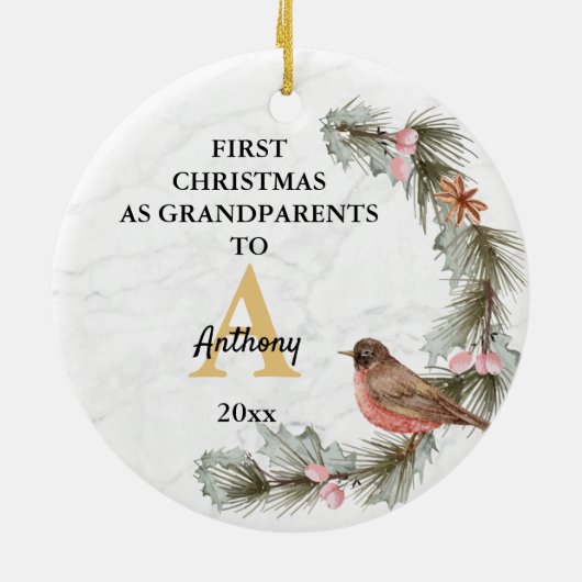 Eerste Kerstmis als grootouders op naam van de dou Keramisch Ornament (Achterkant)