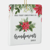Eerste Kerstmis als grootouders Poinsettia Foto Keramisch Ornament (Rechts)