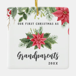 Eerste Kerstmis als grootouders Poinsettia Foto Keramisch Ornament