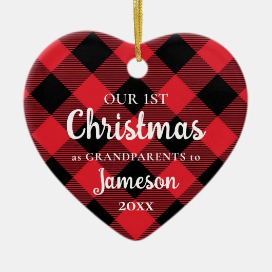 Eerste Kerstmis als grootouders Pset Heart Foto Keramisch Ornament (Voorkant)