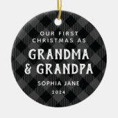 Eerste Kerstmis als grootouders Pset Rustic Foto Keramisch Ornament (Voorkant)