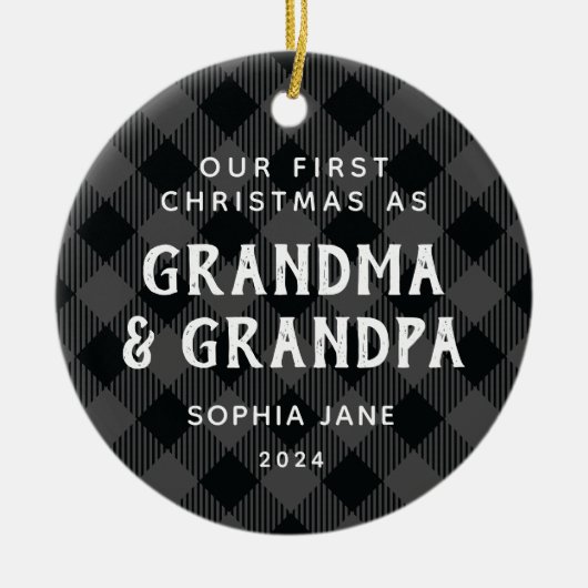 Eerste Kerstmis als grootouders Pset Rustic Foto Keramisch Ornament (Voorkant)