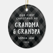 Eerste Kerstmis als grootouders Pset Rustic Foto Keramisch Ornament (Links)