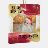Eerste Kerstmis als grootouders Red en Gold Keramisch Ornament (Rechts)