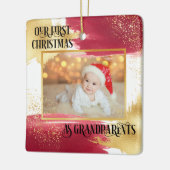 Eerste Kerstmis als grootouders Red en Gold Keramisch Ornament (Links)