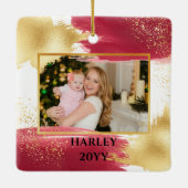 Eerste Kerstmis als grootouders Red en Gold Keramisch Ornament (Achterkant)