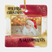Eerste Kerstmis als grootouders Red en Gold Keramisch Ornament (Voorkant)