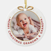 Eerste Kerstmis als Grootouders Red Gold Foto Keramisch Ornament (Voorkant)