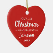 Eerste Kerstmis als Grootouders Red Heart Foto Keramisch Ornament (Rechts)