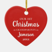 Eerste Kerstmis als Grootouders Red Heart Foto Keramisch Ornament (Voorkant)