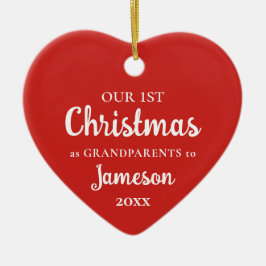 Eerste Kerstmis als Grootouders Red Heart Foto Keramisch Ornament