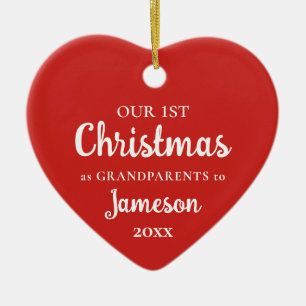 Eerste Kerstmis als Grootouders Red Heart Foto Keramisch Ornament